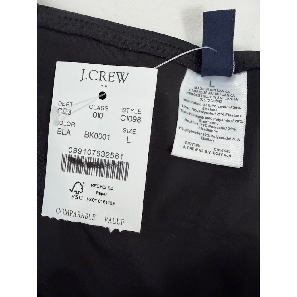 J.Crew Ruched V-Neck One-Piece Swimsuit Black NWT Womens Large - Picture 7 of 8